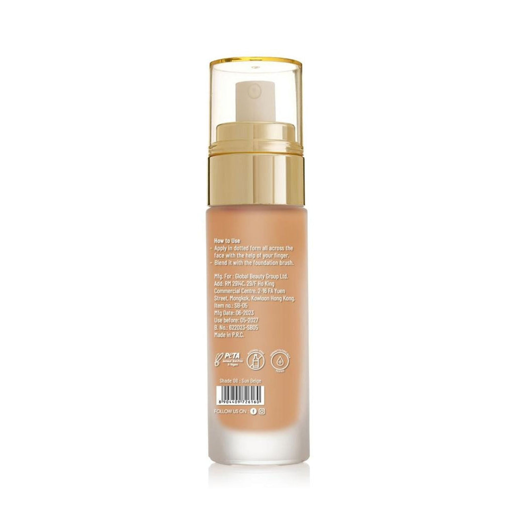 Swiss Beauty High Performance Foundation With Vitamin C & Niacinamide Light-Weight - 08 Sun Beige