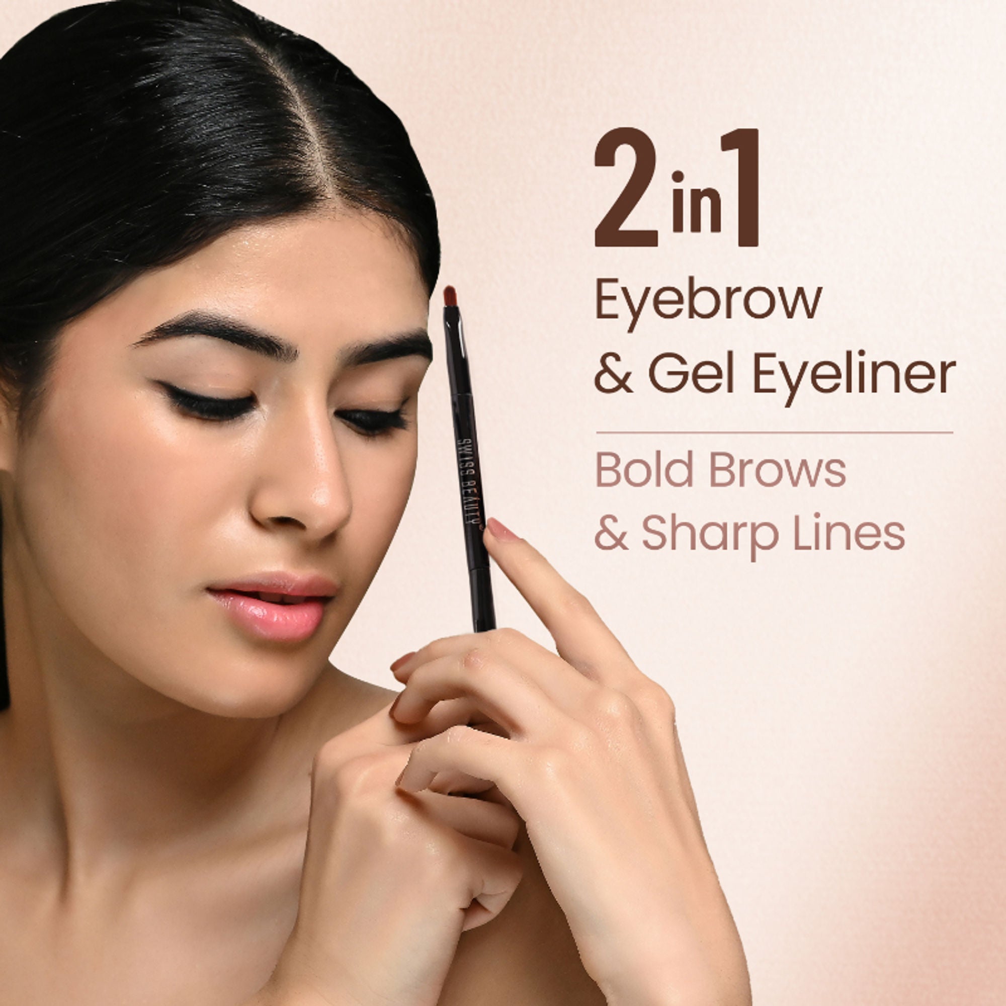 Swiss Beauty 3 In 1 Eyeliner, Eyebrow Filler and Kajal , 24-Hour Stay ,Waterproof - 01 Black
