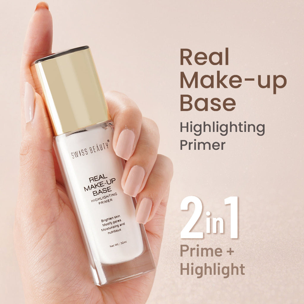 Swiss Beauty Real Make-Up Base Highlighting Primer , Brighten Skin , Modify Pore - 01 Natural Tint