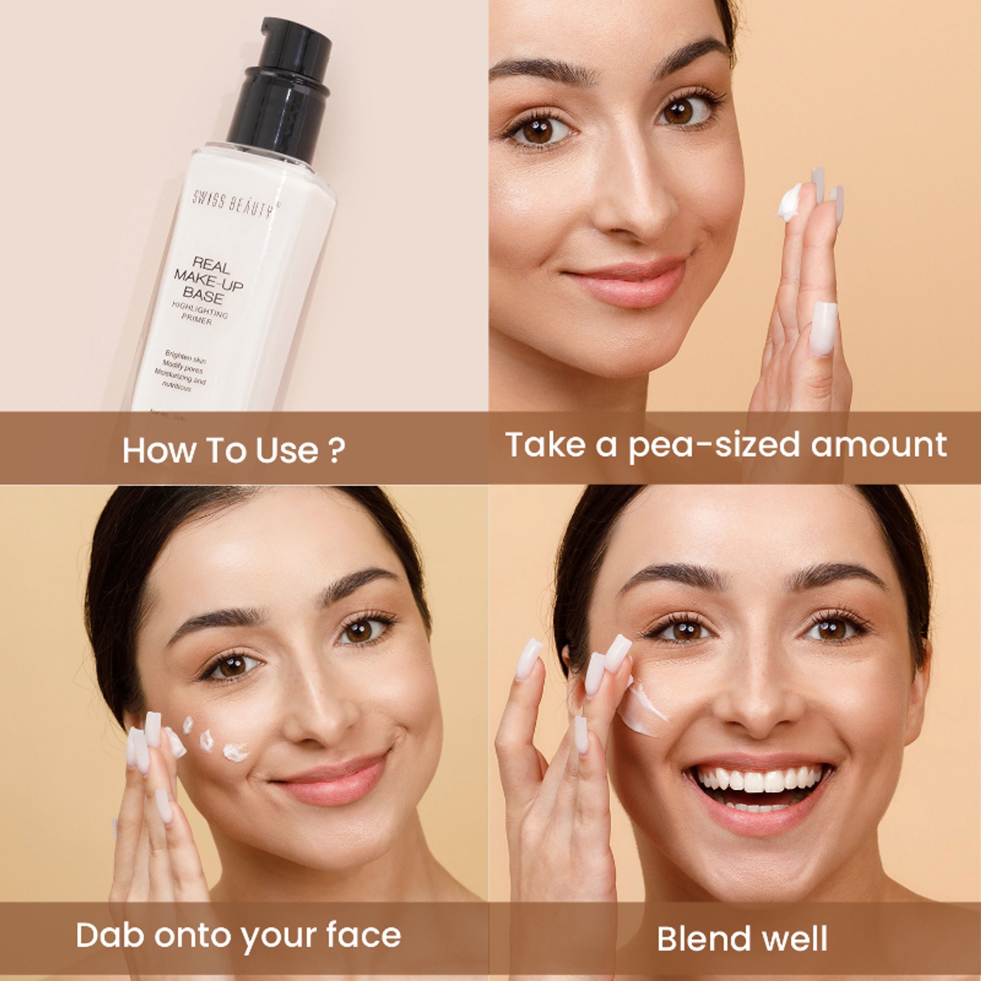 Swiss Beauty Real Make-Up Base Highlighting Primer , Brighten Skin , Modify Pore - 02 Golden Tint