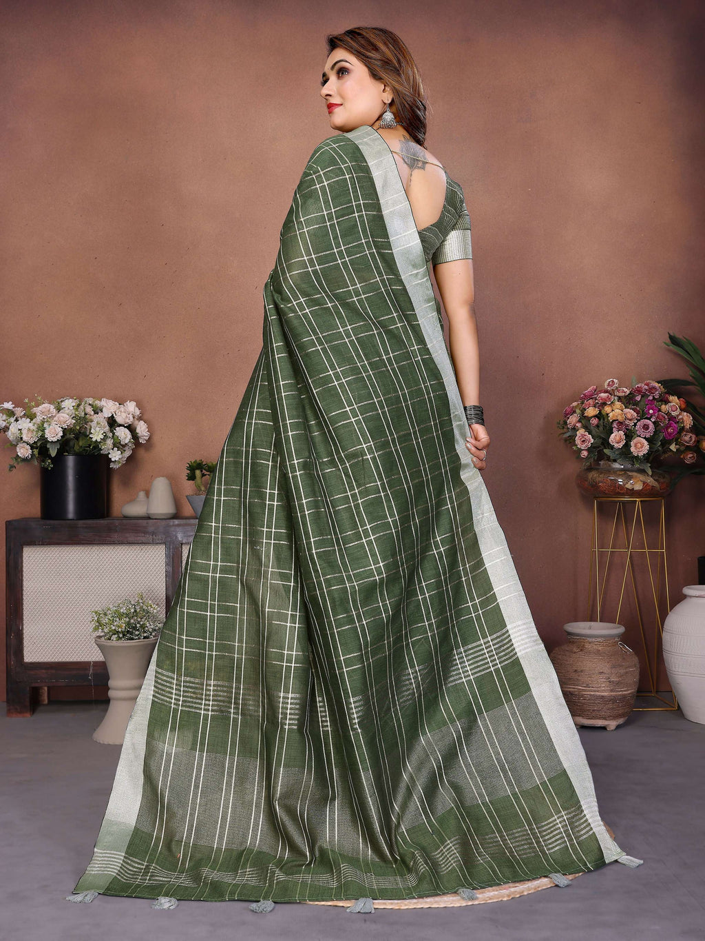 Aastha Fashion Mehndi Linen Weaving Saree
