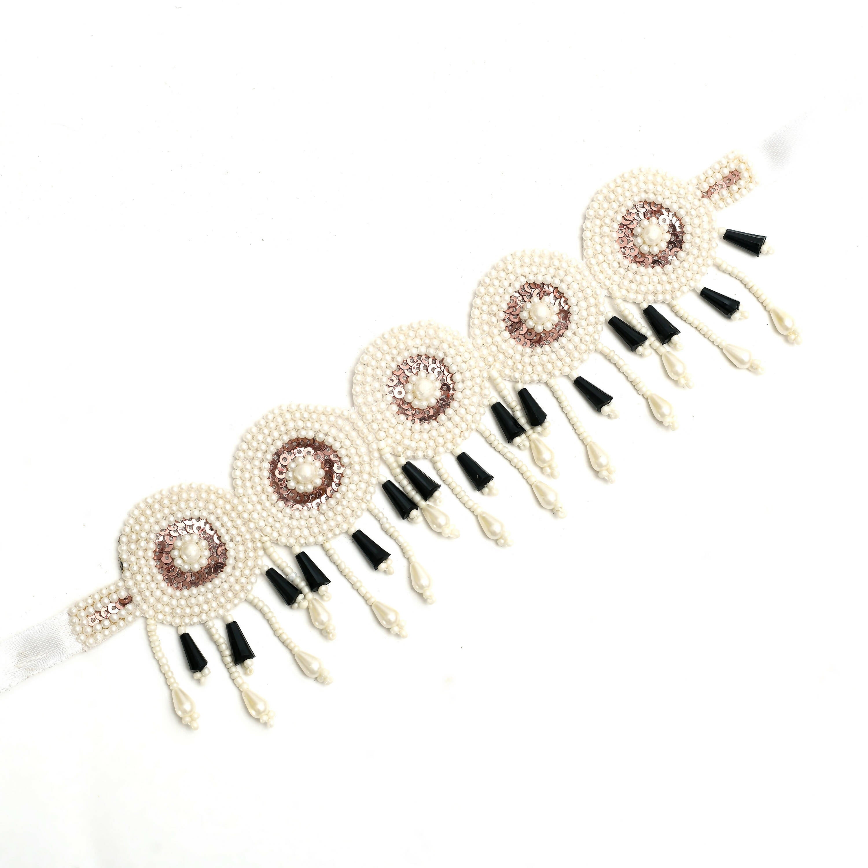 Mominos Fashion Johar Kamal Handicraft Gold/Off White Pearls Necklace with Earrings For Women