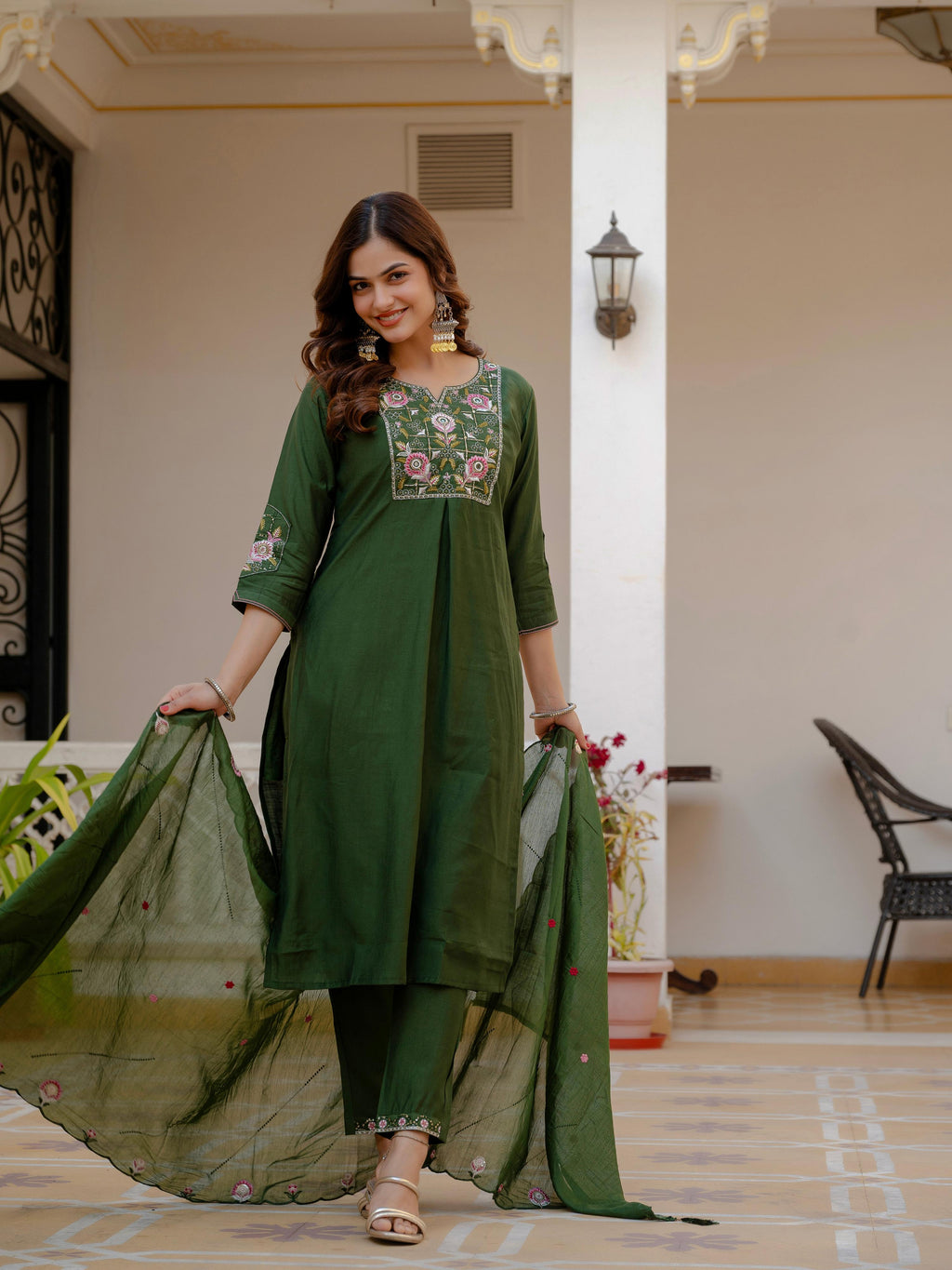 Pramukh Fab Green Color Viscose Mango Silk Kurta Set