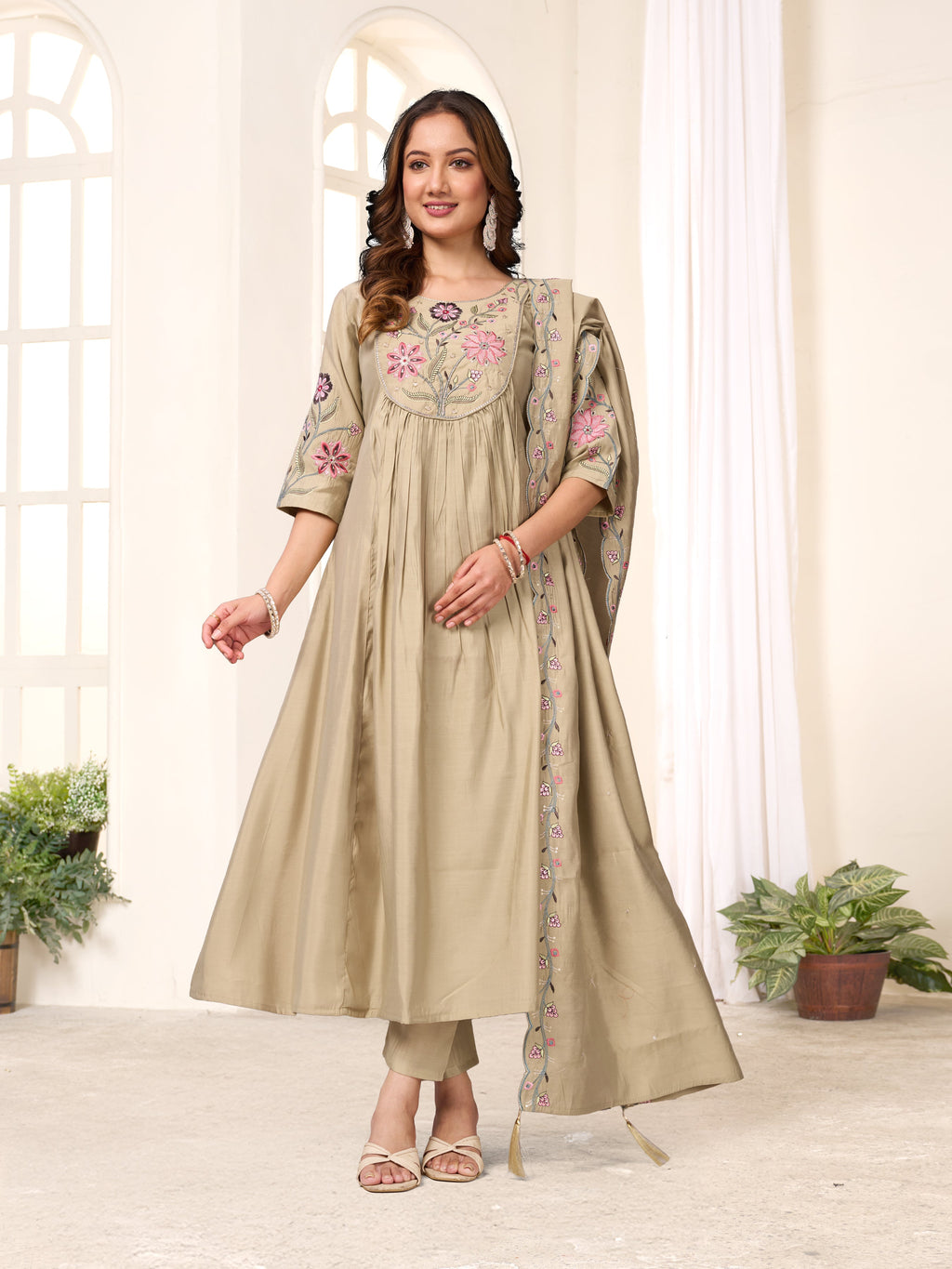 Pramukh Fab Pista Color Viscose Roman Silk Kurta Set