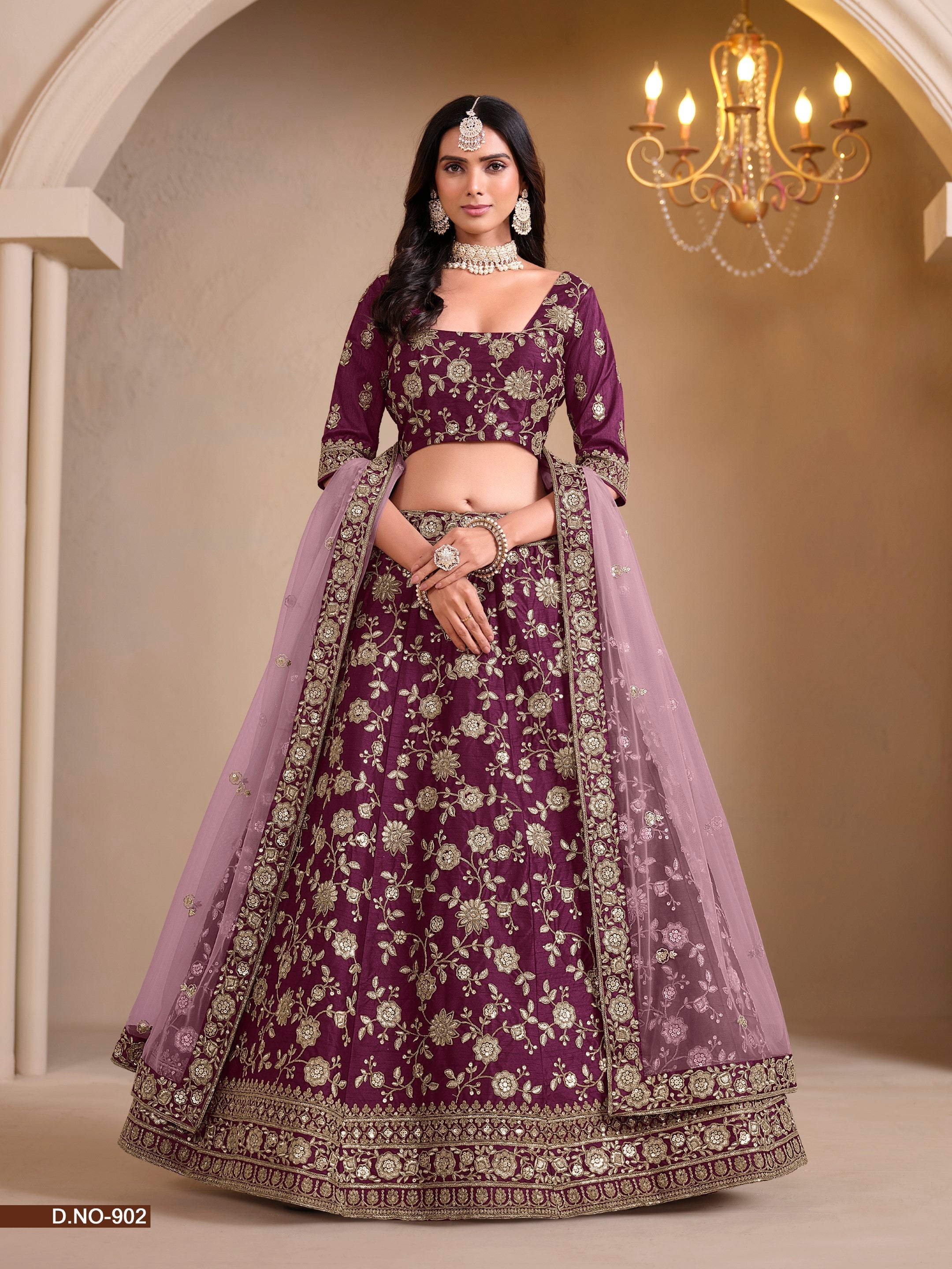 Anaita Maroon Art Silk Designer Lehenga With Blouse