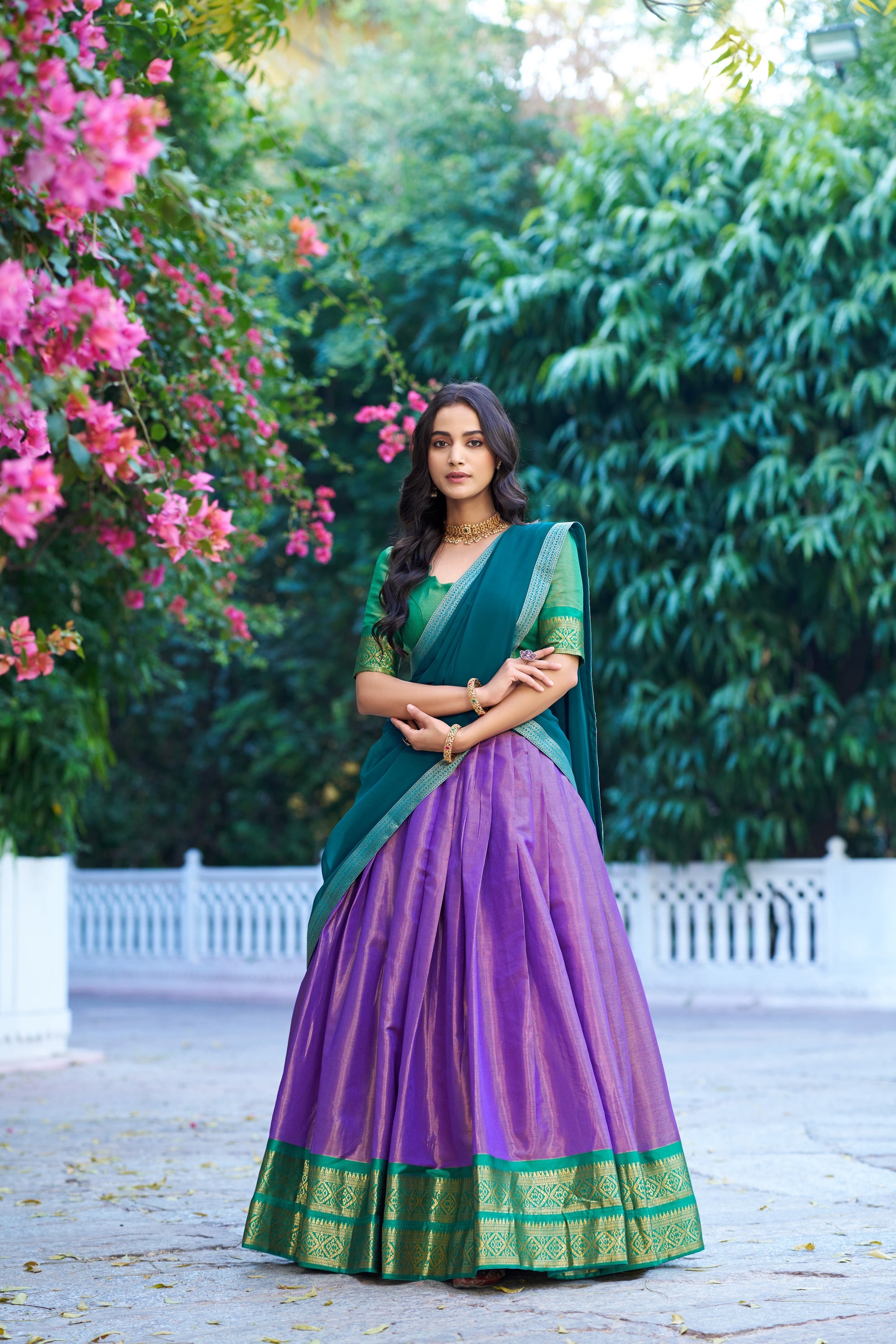 Lorenvalley Fashion Lavender Kanchipuram Zari Weaving Work Lehenga Choli with Dupatta