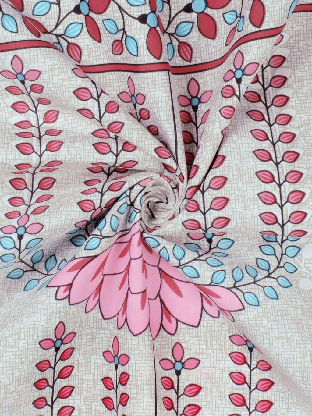 Story@home Grey & Pink Ethnic Motifs 180 TC Bedsheet with Pillow Cover