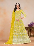 Anaita Yellow Embroidered Net Anarkali Suit