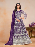 Anaita Purple Embroidered Net Anarkali Suit