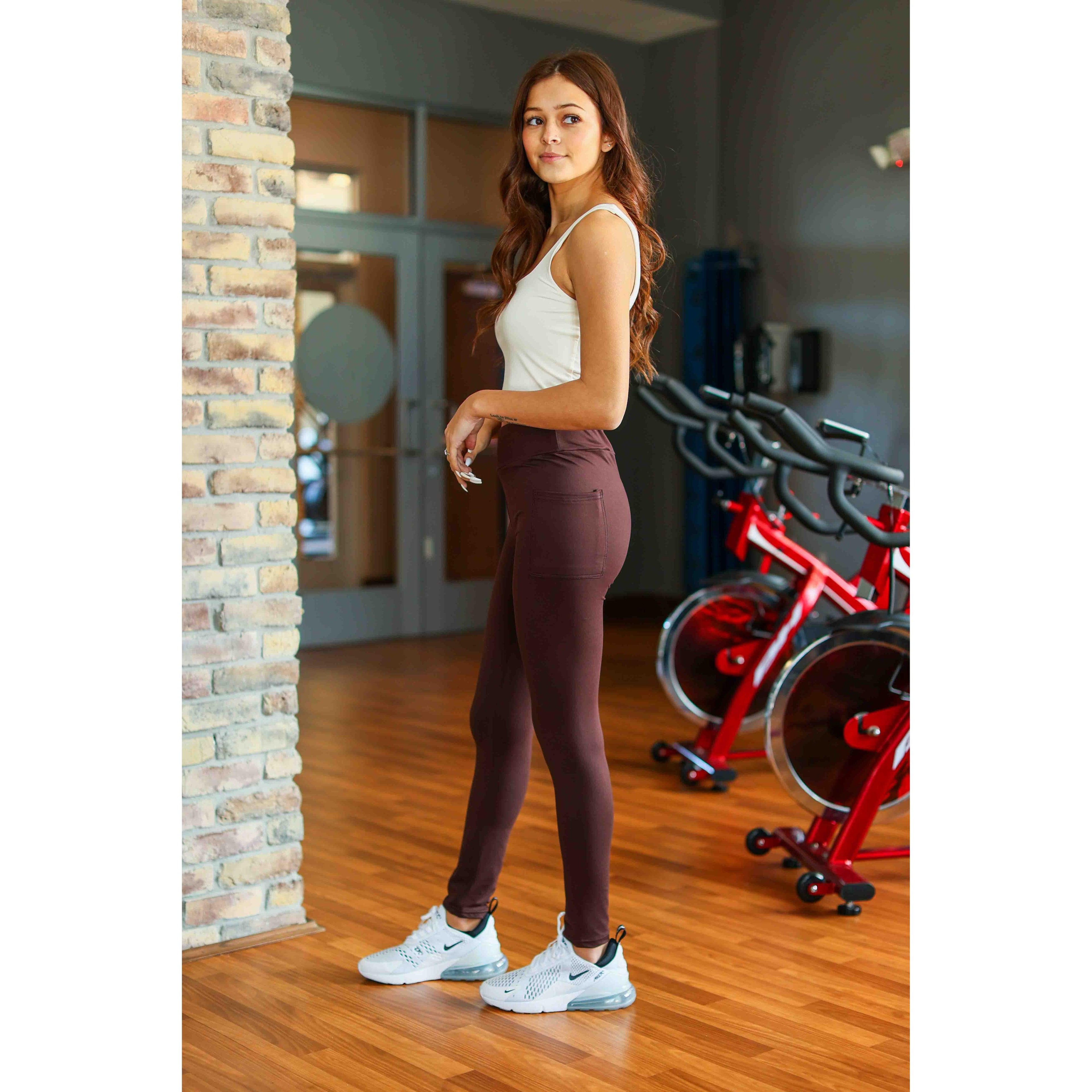 Ready to Ship  |The Brady -  Brown FULL LENGTH Leggings with POCKET