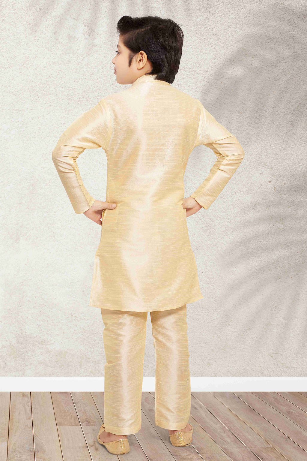 Raivat Ethnic Banarasi Silk Digital Printed Kurta Pajama With Jacket In Cream Colour