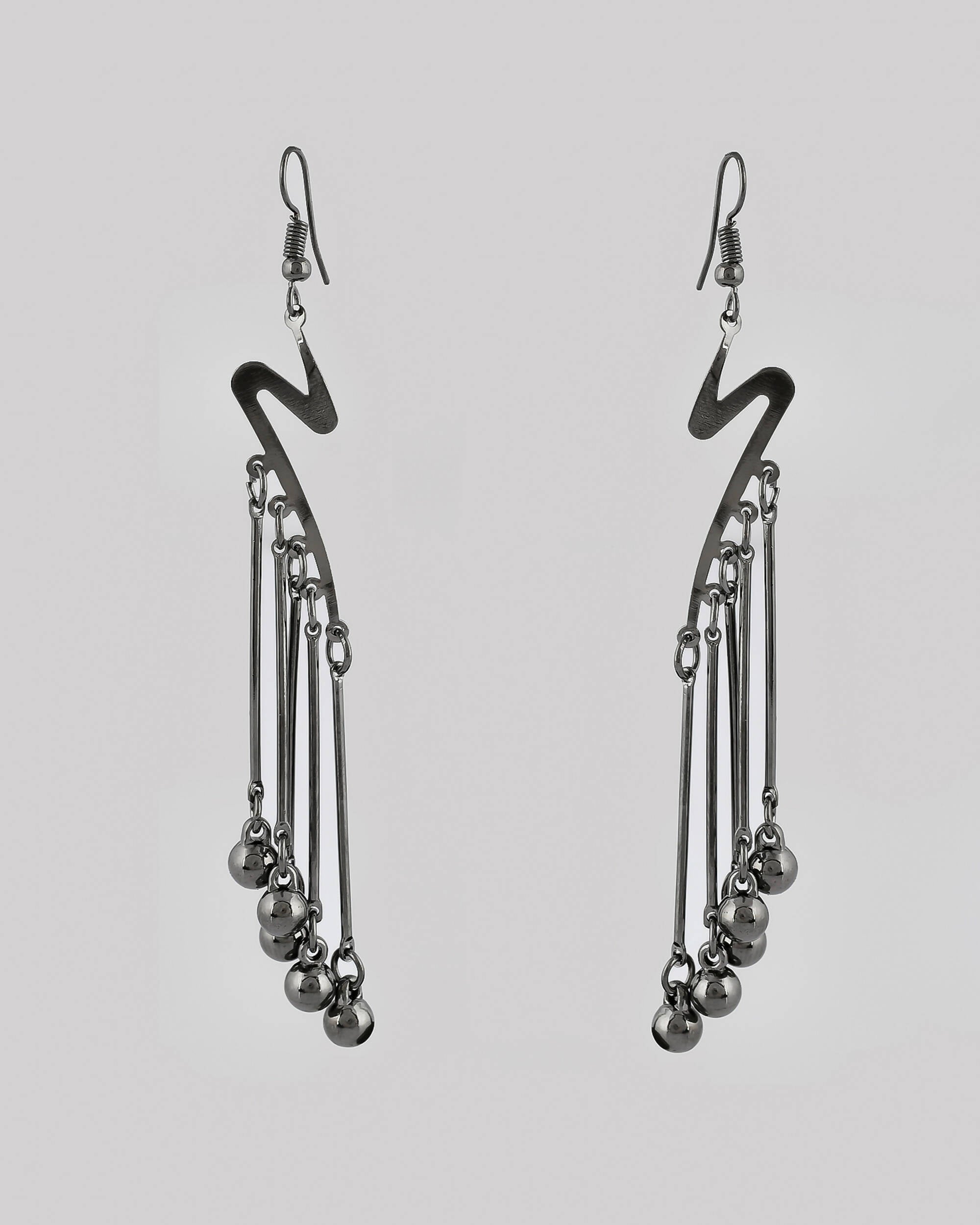 VOJ Women Rhodium-Plated Drop Chain Earrings Stainless Steel Drops & Danglers