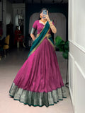 Lorenvalley Fashion Pink Dola Chex with Zari Weaving Work Lehenga Choli with Dupatta