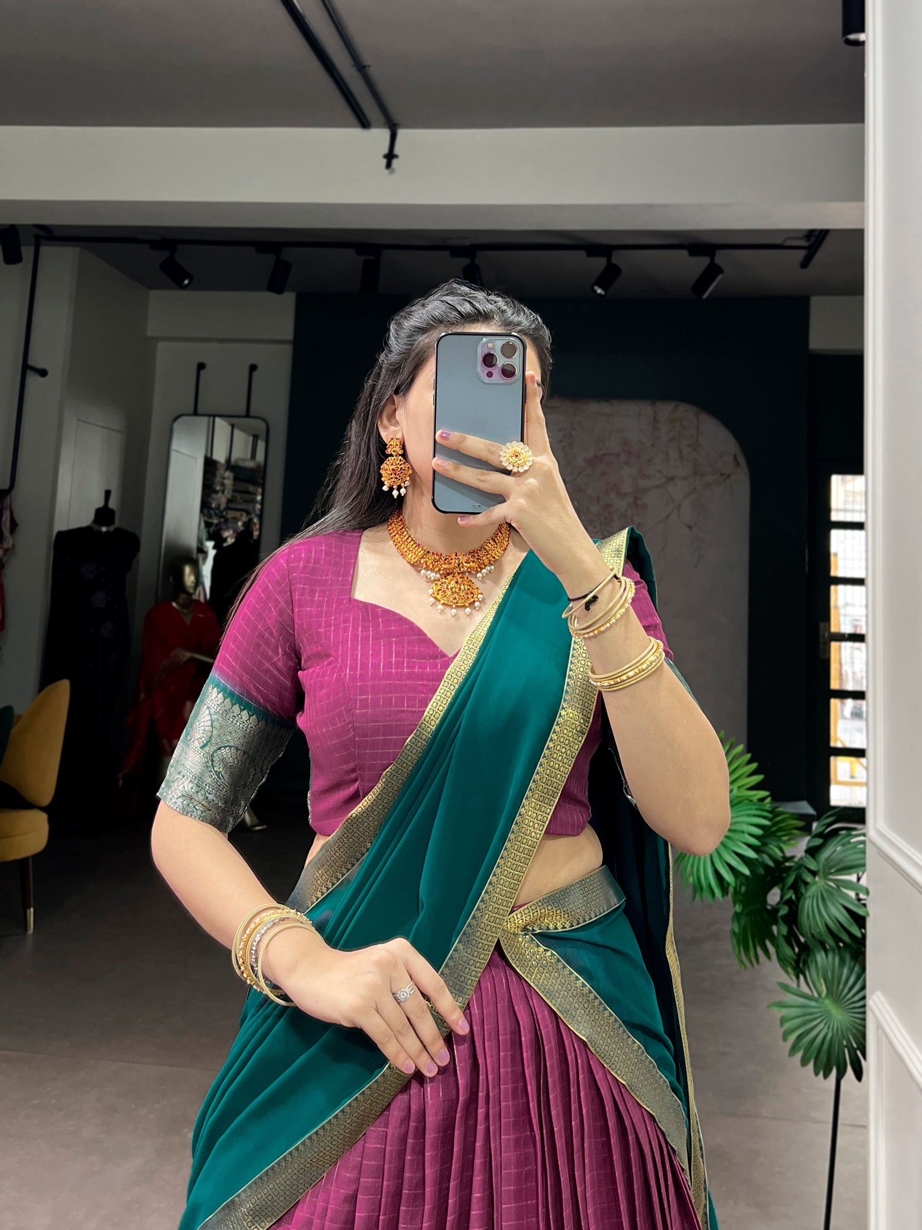 Lorenvalley Fashion Pink Dola Chex with Zari Weaving Work Lehenga Choli with Dupatta