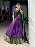 Lorenvalley Fashion Purple Dola Chex with Zari Weaving Work Lehenga Choli with Dupatta