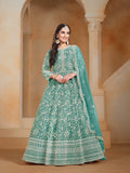 Anaita Sea Green Embroidered Net Anarkali Suit