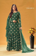 Anaita D Green Faux Georgette Plazzo Suit With Embroidery & Sequins Work