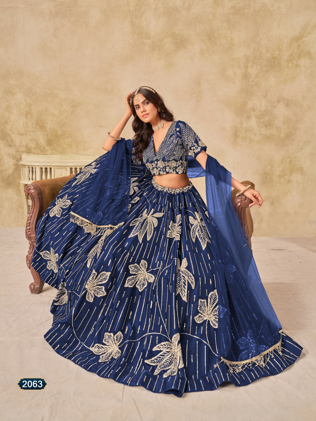 Anaita Navy Blue Heavy Art Silk Lehenga Choli With Embroidery Work
