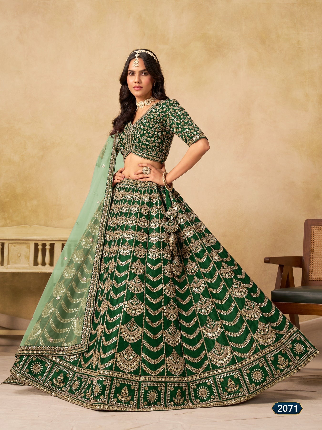 Anaita Mehendi Art Silk Lehenga Choli With Heavy Embroidery Work