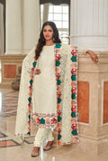 Anaita Cream Faux Georgette Plazzo Suit With Embroidery & Sequins Work