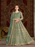 Anaita Green Embroidered Net Anarkali Suit