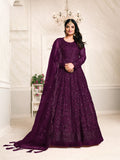 Anaita Purple Embroidered Net Anarkali Suit
