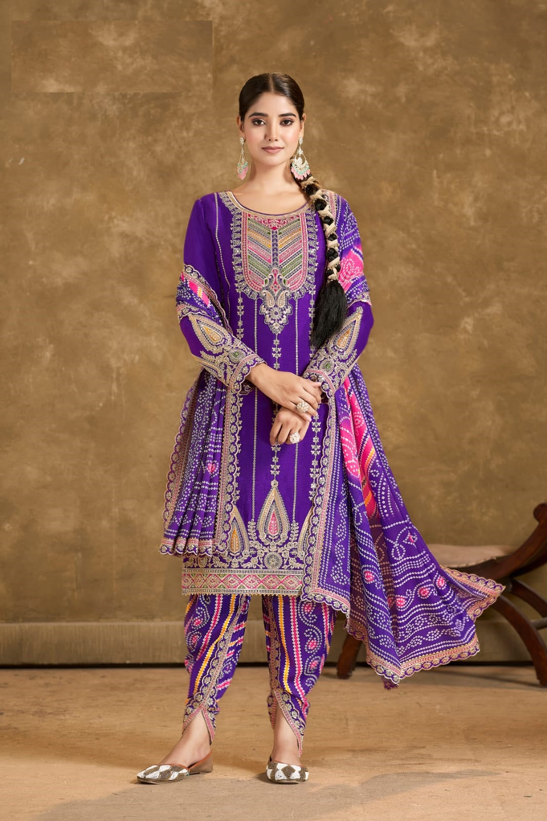 Anaita Purple Chinon Sequence Embroidered Readymade Salwar Suit
