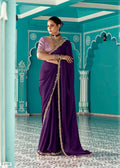 Anaita Violet Embroidery Work Saree With Jacquard Work Blouse Piece