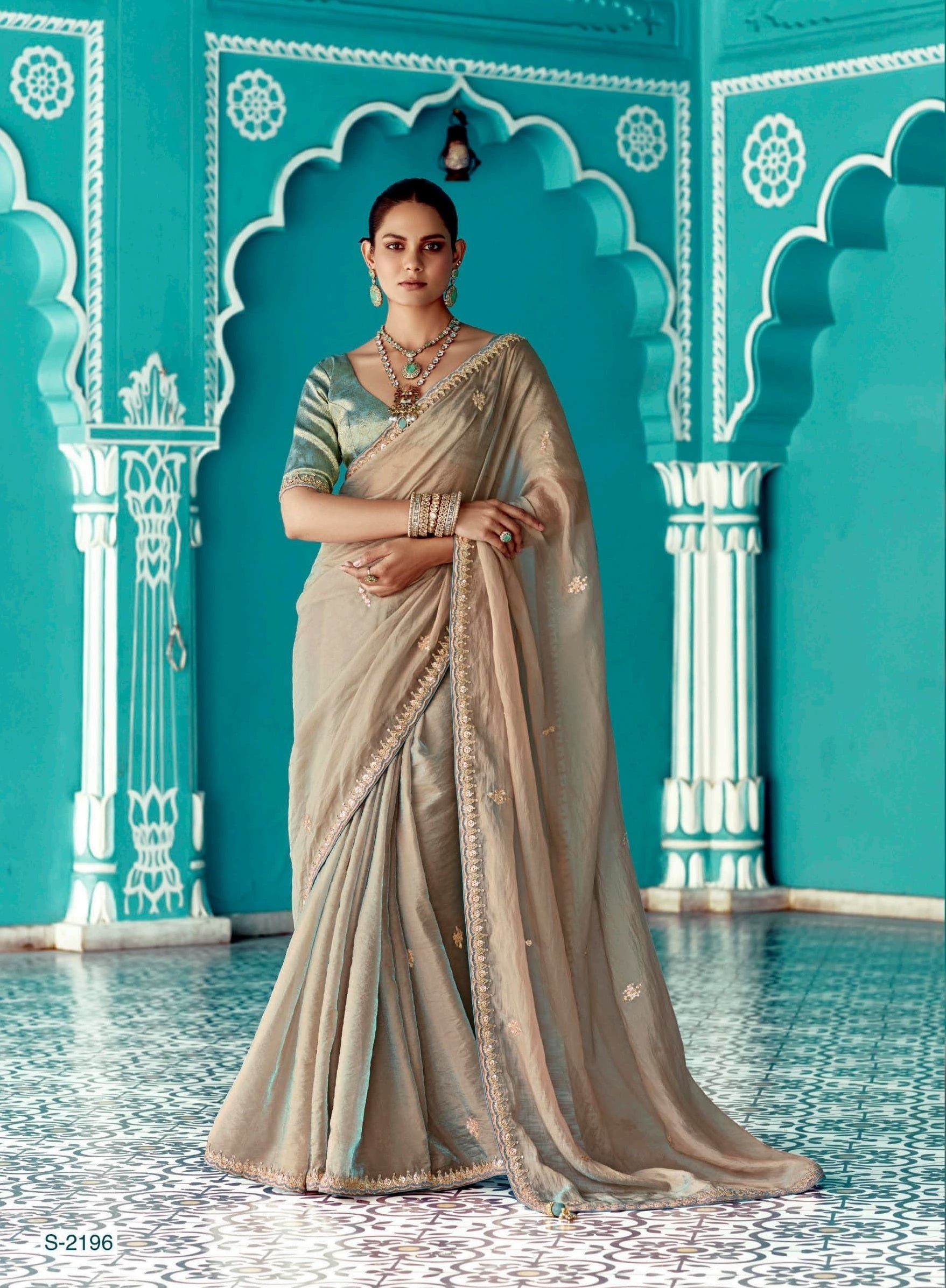 Anaita Cream Embroidery Work Saree With Jacquard Work Blouse Piece