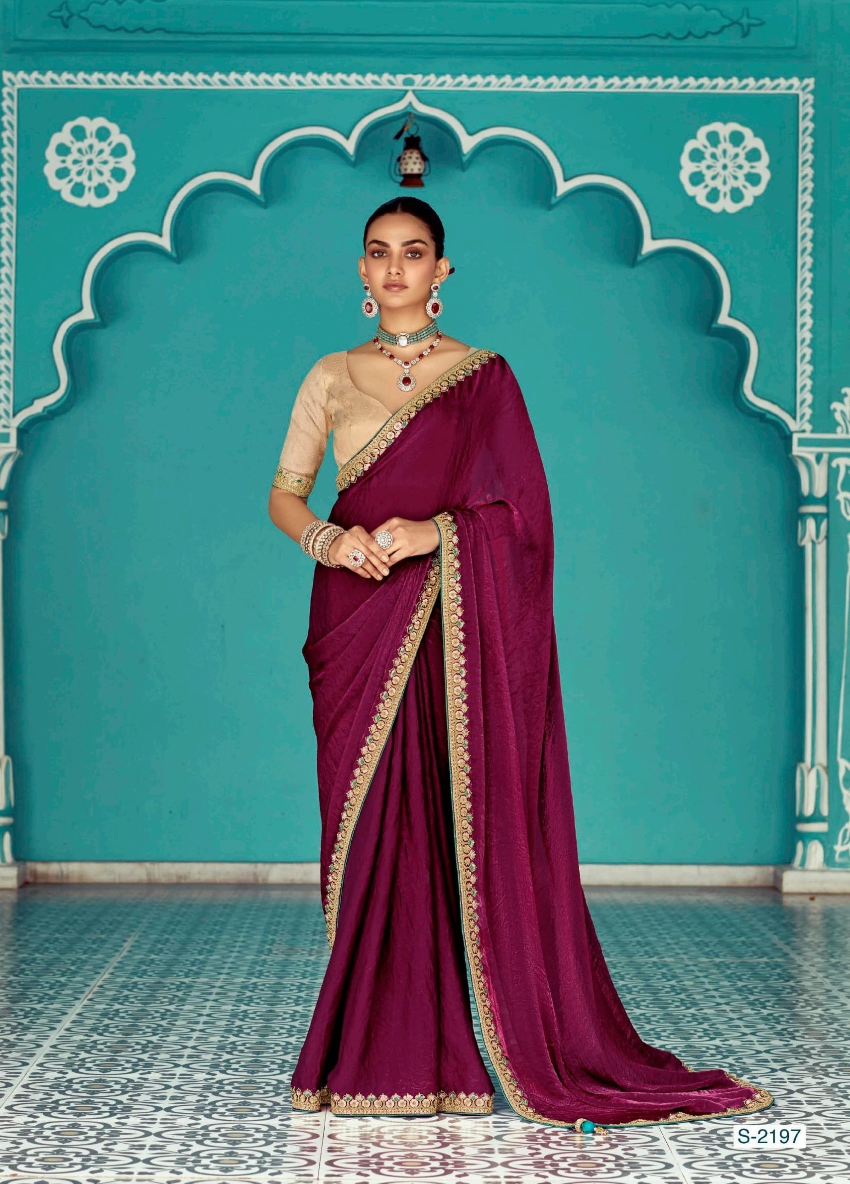 Anaita Maroon Embroidery Work Saree With Jacquard Work Blouse Piece