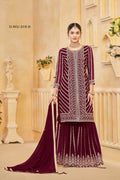 Anaita Maroon Faux Georgette Embroidered Stitched Salwar Suit