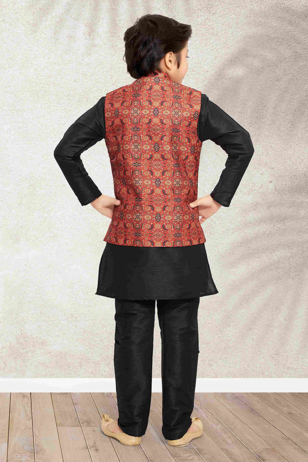 Raivat Ethnic Banarasi Silk Digital Printed Kurta Pajama With Jacket In Maroon Colour