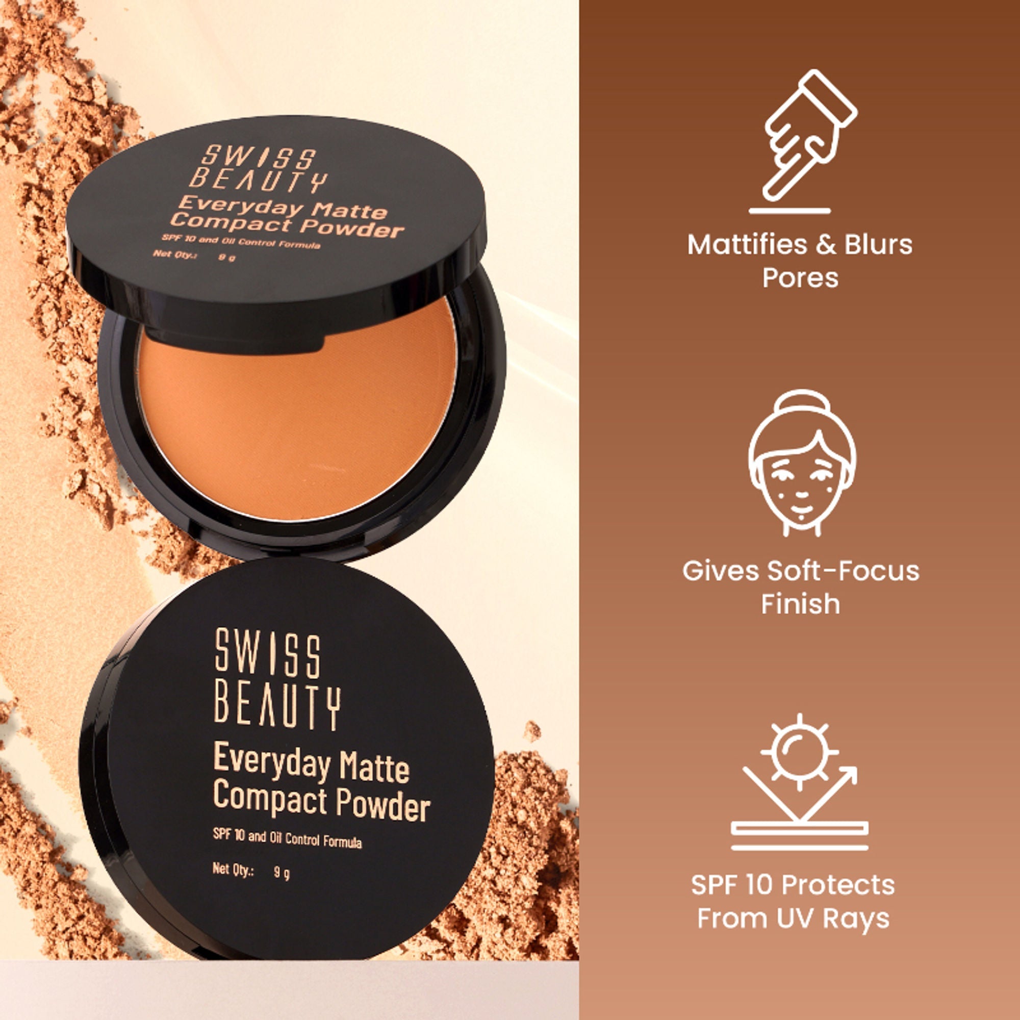 Swiss Beauty Everyday Matte Compact - 1 Ivory