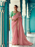 Anaita Pink Embroidery Work Saree With Jacquard Work Blouse Piece
