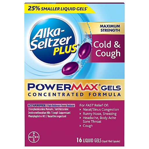 Alka-Seltzer Plus Cold & Cough PowerMax Gels, Maximum Strength, 16 Liquid Gels