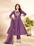 Lehenga Mart Designer Anarkali Suit With Kurta, Pant, Dupatta For Women-Purple
