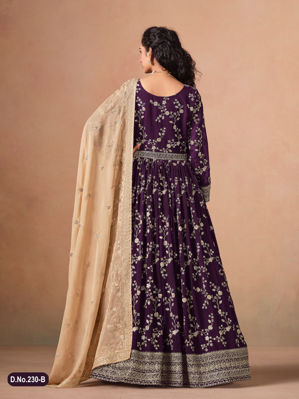 Anaita Purple Faux Georgette Jacquard Embroidered Work Anarkali Suit