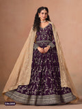 Anaita Purple Faux Georgette Jacquard Embroidered Work Anarkali Suit