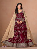 Anaita Red Faux Georgette Jacquard Embroidered Work Anarkali Suit