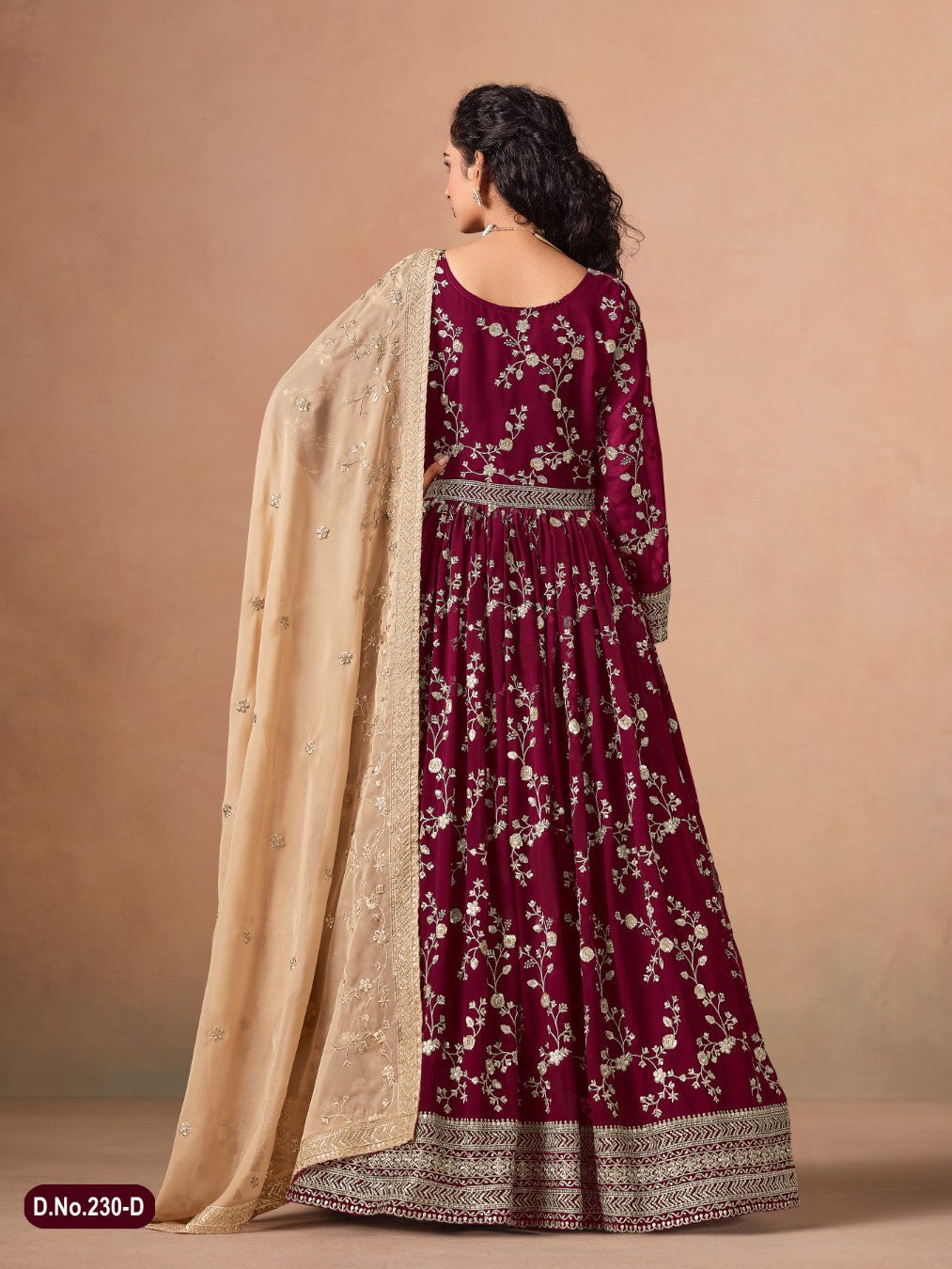 Anaita Red Faux Georgette Jacquard Embroidered Work Anarkali Suit