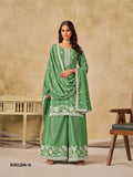 Anaita Green Heavy Chinon Palazzo Suit With Embroidery Work