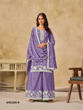 Anaita Lavender Heavy Chinon Palazzo Suit With Embroidery Work