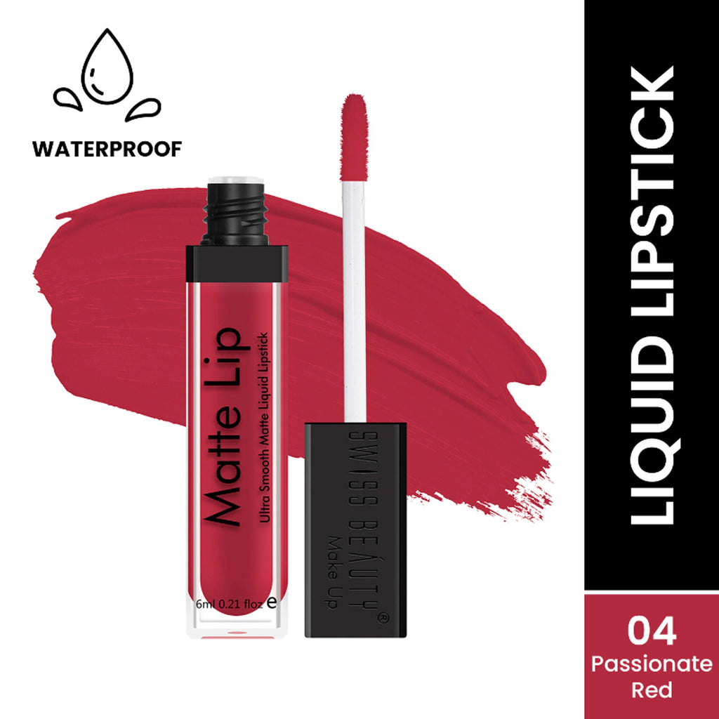 Swiss Beauty Ultra Smooth Matte Liquid Lipstick - 4 Passionate Red