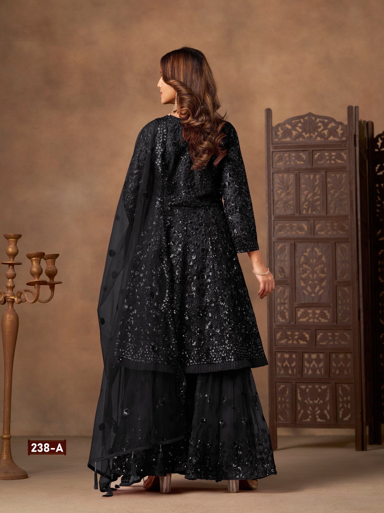 Anaita Black Net Sharara Suit With Heavy Sequin Work