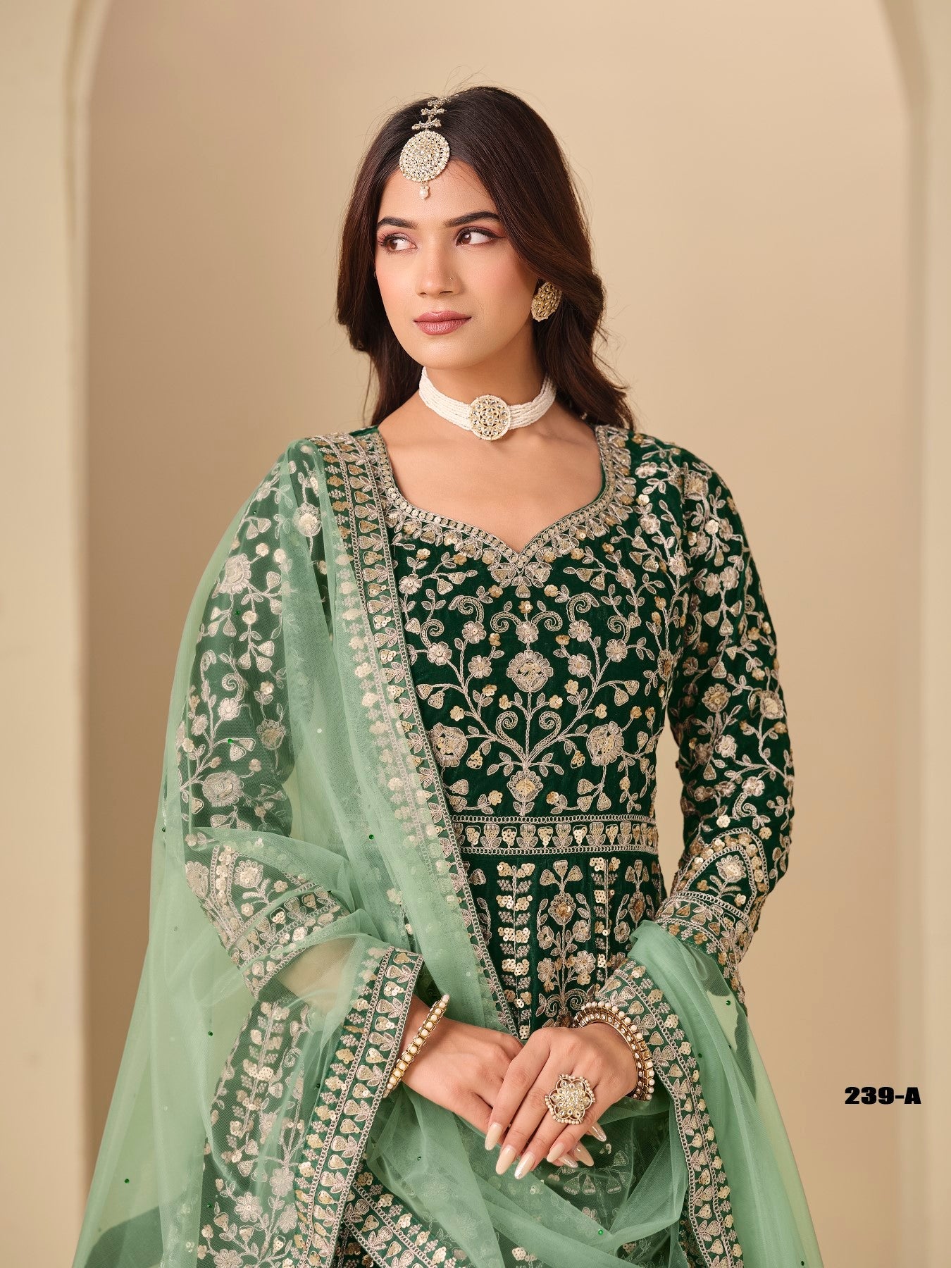 Anaita D Green Velvet Anarkali Suits With Heavy Embroidery Work