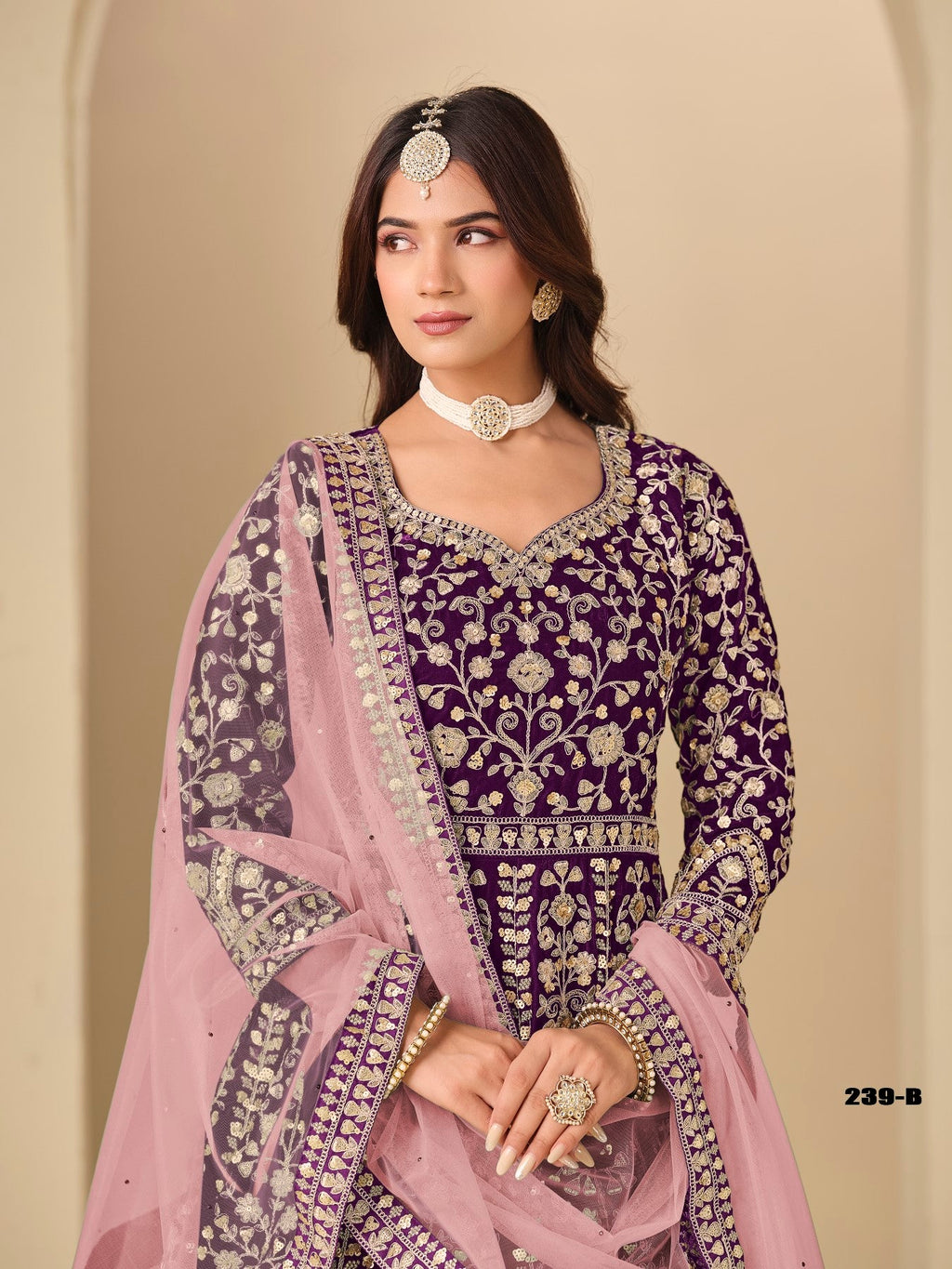 Anaita Purple Velvet Anarkali Suits With Heavy Embroidery Work