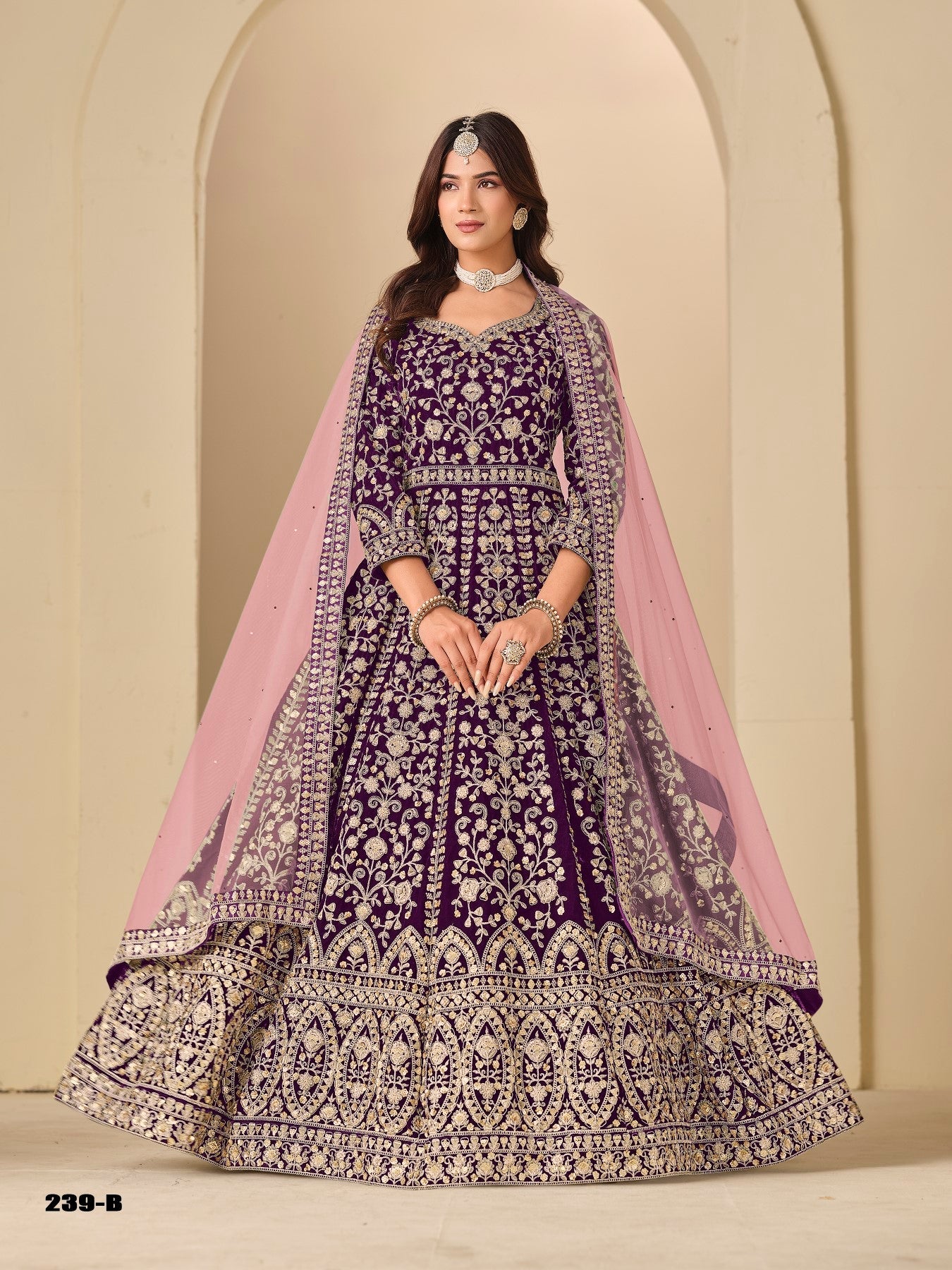 Anaita Purple Velvet Anarkali Suits With Heavy Embroidery Work