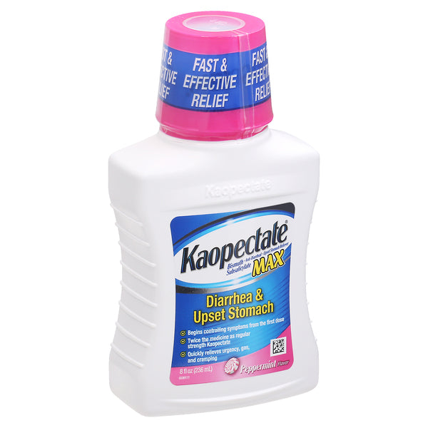 Kaopectate Max Peppermint Flavor Diarrhea & Upset Stomach 8 Fl Oz