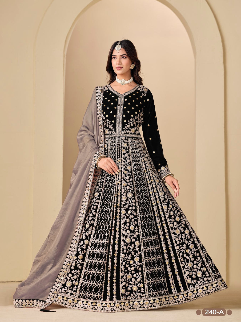 Anaita Black Velvet Anarkali Suits With Heavy Embroidery Work