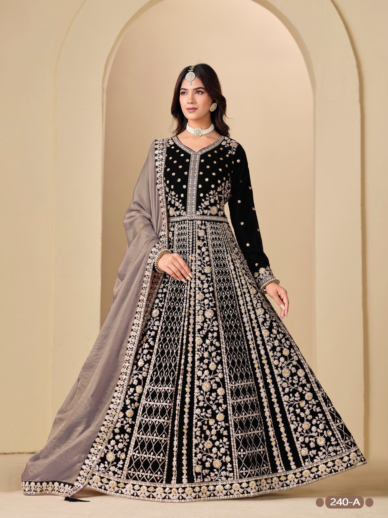 Anaita Black Velvet Anarkali Suits With Heavy Embroidery Work